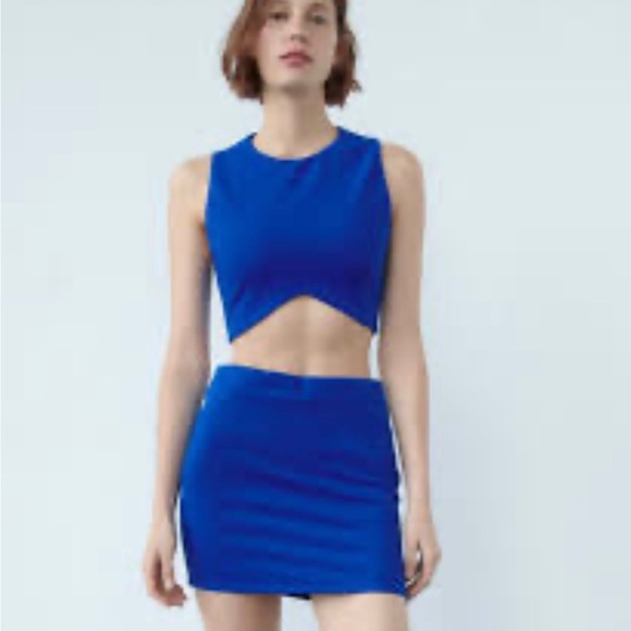 ZARA ASYMMETRIC HEM TOP BLUE NWT - Picture 2 of 10